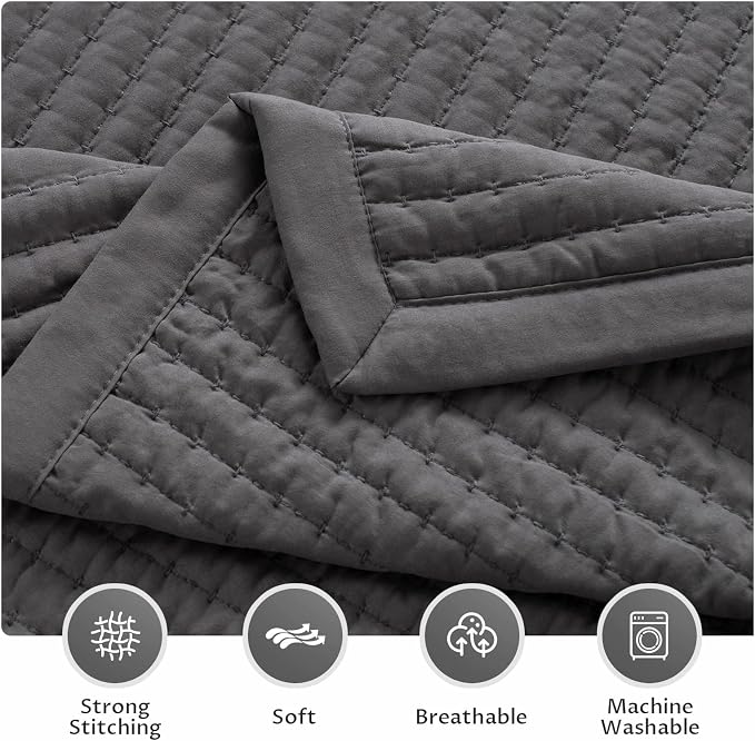 KASENTEX Queen Quilt Set 90"x90" – Soft Washed 3-Layer Lightweight Bedspread - Image 4