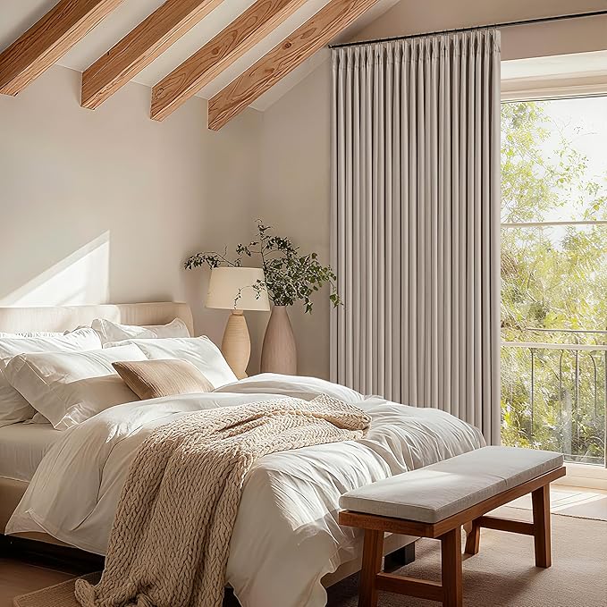 Extra Wide 70 Inch Burlywood Birch Blackout Bedroom Curtains 96 Inches Long - Image 9