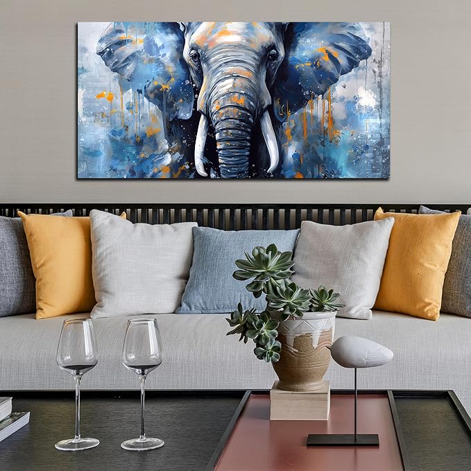 ENTANUB Elephant Wall Art for Living Room, Animal Canvas Print Painting for - Image 6