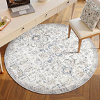 jinchan Kalen Round Rug 5ft Area Rug Washable Vintage Indoor Retro Accent - Image 2