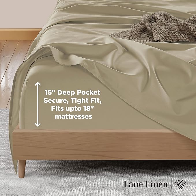 LANE LINEN 600 Thread Count 100% Mercerized Cotton California King Sheet Sets - Image 7