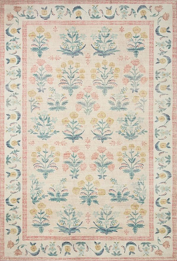 Loloi Rifle Paper Co. Eden Collection EDE-01 Mughal Rose Blush 7'-6" x 9'-6" - Image 2