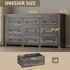 9-Drawer Dresser, Modern Wooden Storage Chest of Drawers, Dresser TV Stand - Image 2