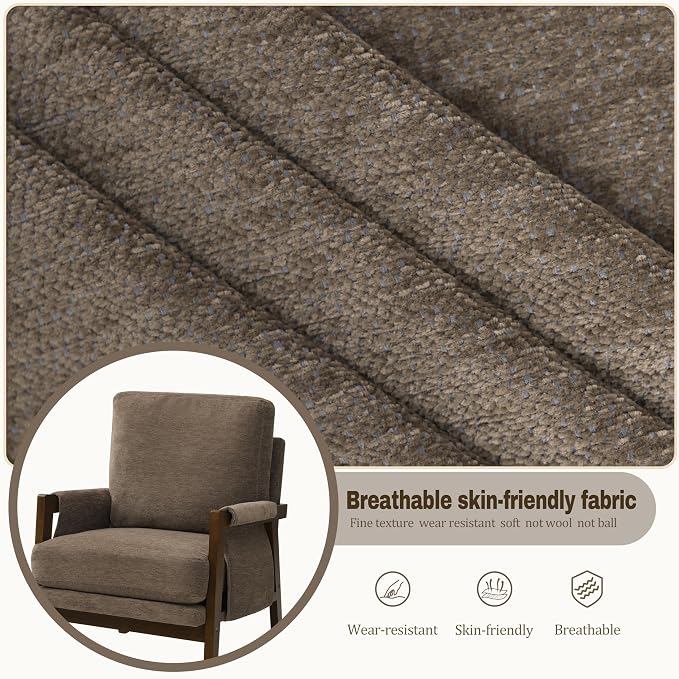 Dark Brown Accent Chair for Bedroom & Living Room, Mid Century Modern Accent - Image 6
