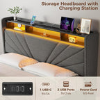 Rolanstar Full Size Bed Frame, Storage Headboard - Image 4