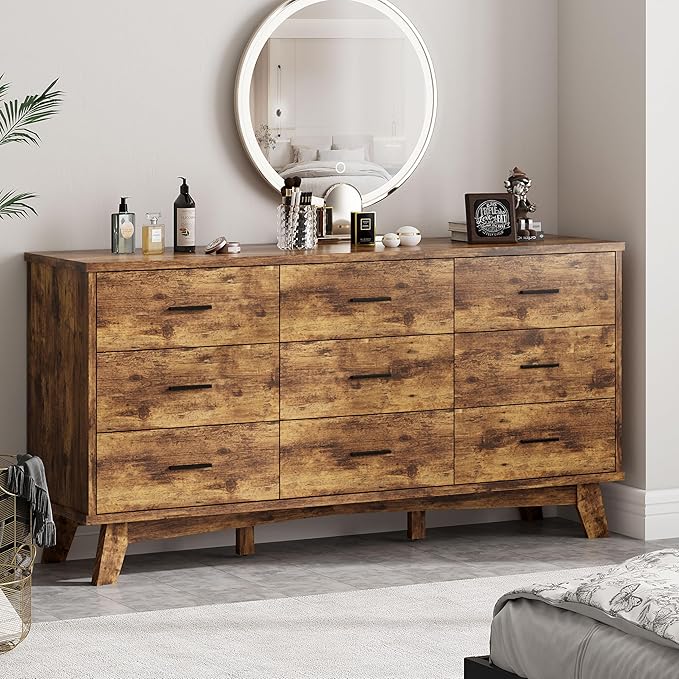 Dresser for Bedroom, 9 Drawer Wide Modern Chest of Drawers - Image 4