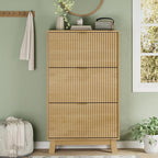 Shoe Cabinet with 3 Flip Drawers, Hidden Slim Wooden Shoe Rack Cabinet - Image 7