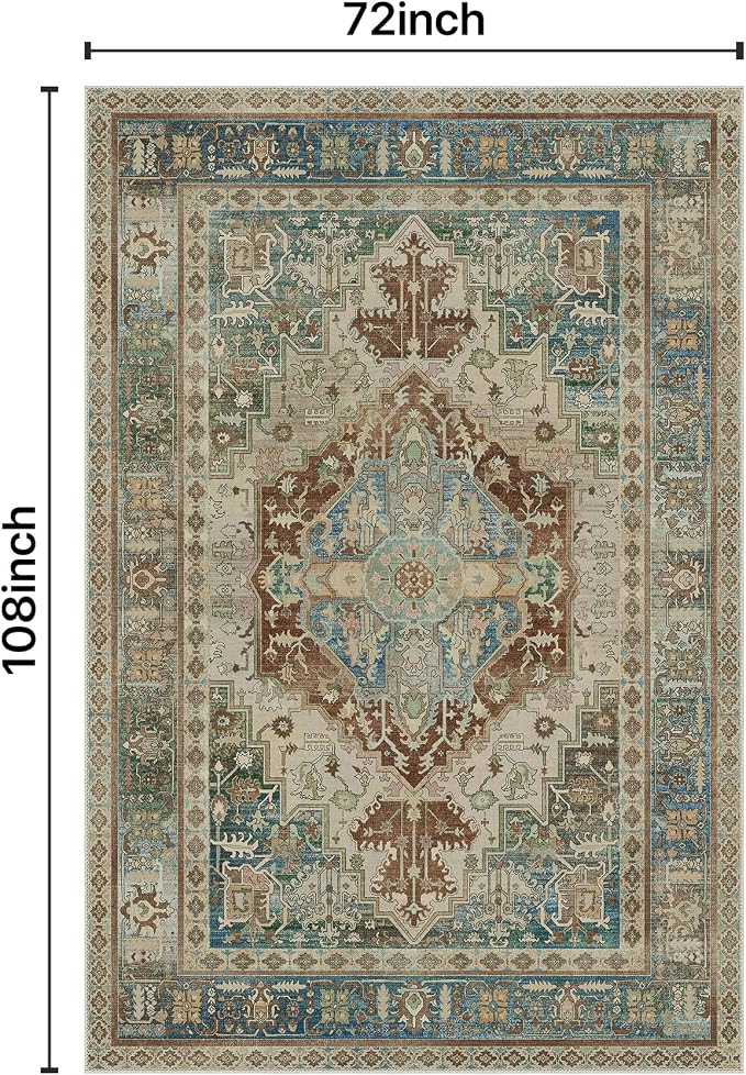 GENIMO 6X9 Area Rugs for Living Room, Machine Washable Vintage Floor Cover - Image 2