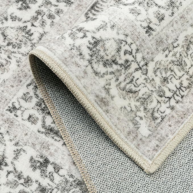 Black Area Rug 10x14 Machine Washable Large Vintage Living Room Distressed Non - Image 8