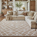 Beige 8x10 Area Rug Moroccan Shag Living Room Washable Carpet Soft Non Shedding by PureCozy