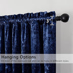 SMILETIME Navy Blue Crushed Velvet Curtains 52x84inch Rod Pocket Luxurious - Image 2