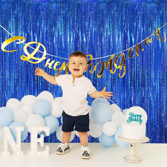 GOER 6.4 ft x 8.2 ft Metallic Tinsel Foil Fringe Curtains Party Photo Backdrop - Image 5