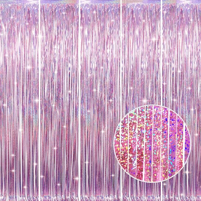 GOER 3.2 ft x 8.2 ft Metallic Tinsel Foil Fringe Curtains Party Photo Backdrop by GOER