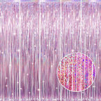 GOER 3.2 ft x 8.2 ft Metallic Tinsel Foil Fringe Curtains Party Photo Backdrop by GOER