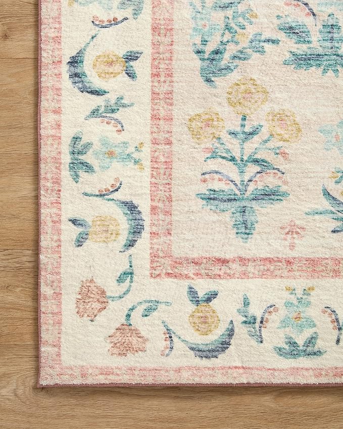 Loloi Rifle Paper Co. Eden Collection EDE-01 Mughal Rose Blush 2'-6" x 9'-6" - Image 5