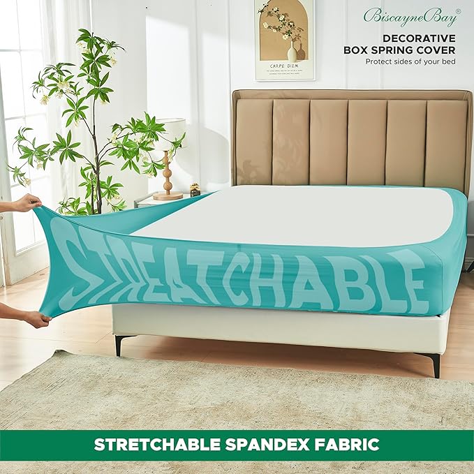 Biscaynebay Decorative Box Spring Cover King & Cal King Size, Aqua Luxurious - Image 2