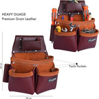 Heavy Duty 19 Pocket Leather Tool Belt Multipurpose Pockets Work Organizer - Image 4