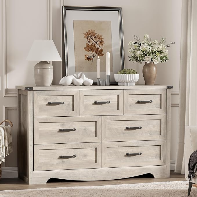 Dresser for Bedroom with 7 Drawers, Wood Dresser TV Stand, Wooden Closet - Image 8