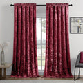 SMILETIME Burgundy Red Crushed Velvet Curtains 52x108inch Rod Pocket Luxurious by SMILETIME