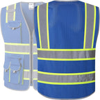 JKSafety 10 Pockets Hi-Vis Neon Color Frontal Zipper Mesh Safety Vest - Image 2