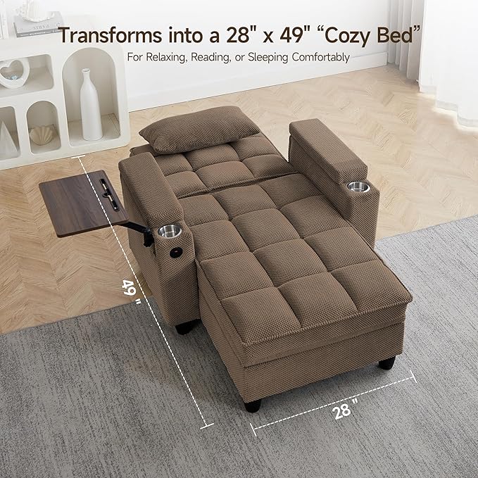 41.7" Chaise Lounge Chair Indoor, Oversized Boucle Upholstered Sofa Bed - Image 4