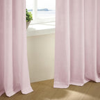 Elegant Blush Pink Semi Sheer 102 Inch Curtains Cotton Linen Textured - Image 6