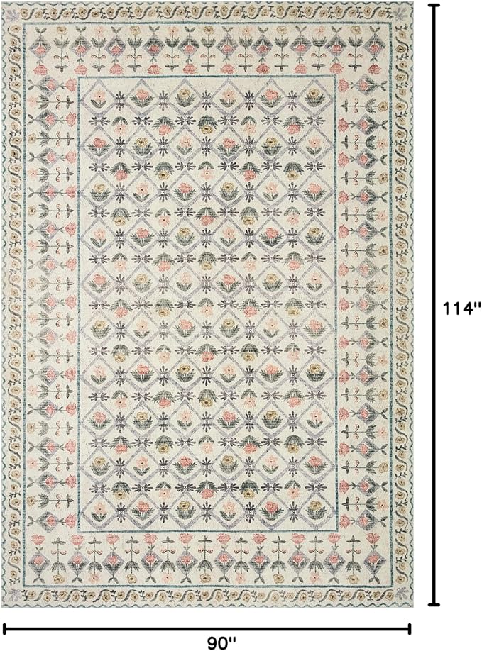 Loloi Rifle Paper Co. Eden Collection EDE-03 Lattice Ivory 7'-6" x 9'-6" Area - Image 2