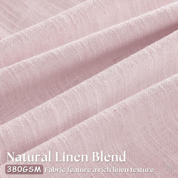 Elegant Blush Pink Semi Sheer 102 Inch Curtains Cotton Linen Textured - Image 3