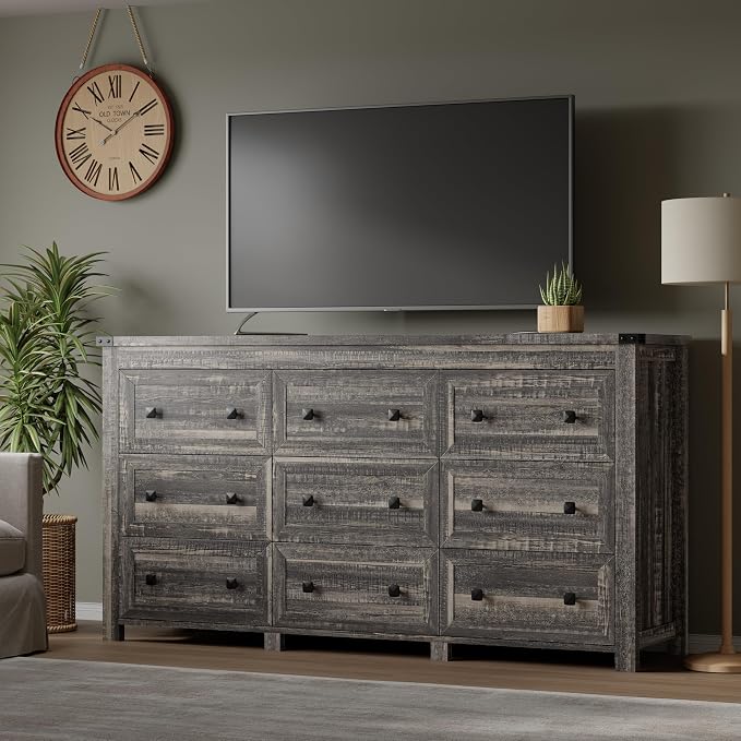 9-Drawer Dresser, Modern Wooden Storage Chest of Drawers, Dresser TV Stand - Image 5