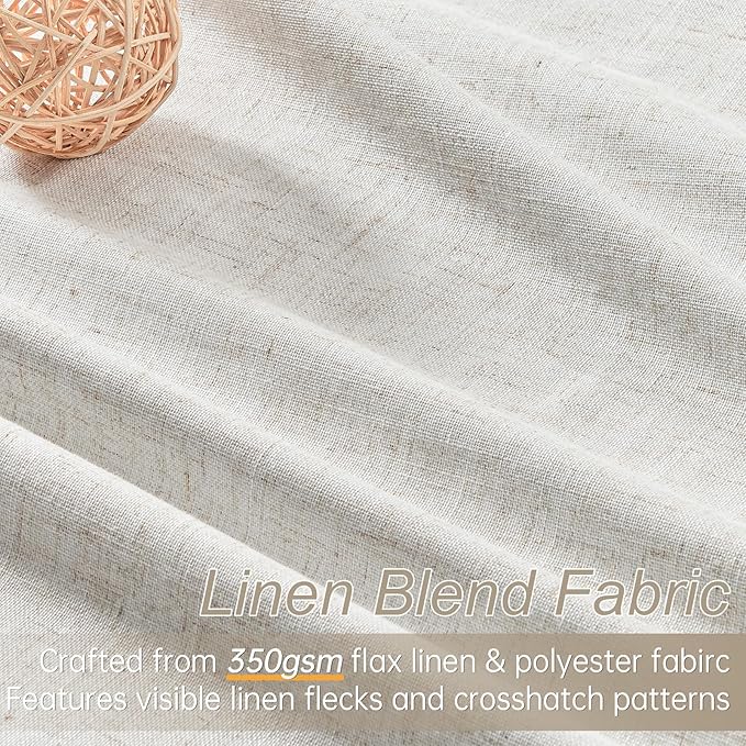 Topfinel Extral Wide Curtains, Pinch Pleated 100% Blackout Linen Luxury Drapery - Image 5