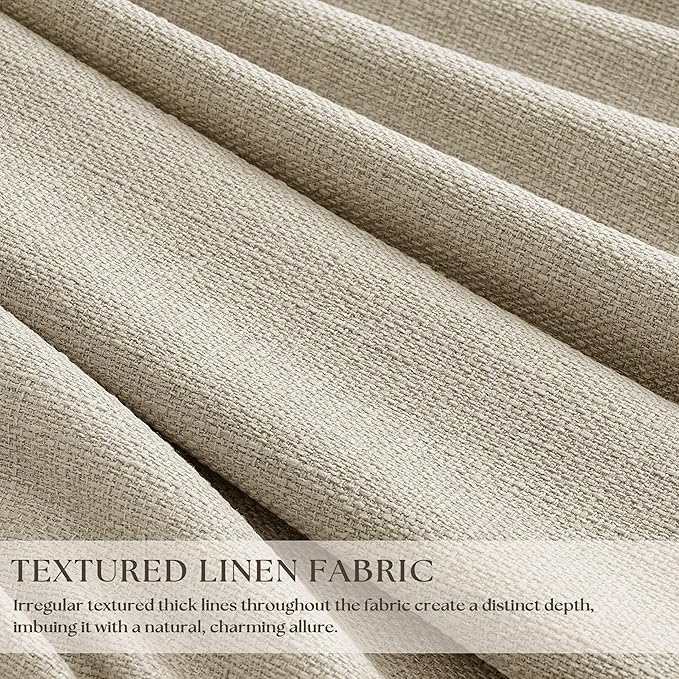 Neutral Beige Linen Pinch Pleated Blackout Curtains 84 Inches Long - Image 2