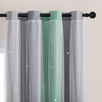 XiDi Curtains for Bedroom Decor, Rainbow Green LightgreyGrey52/54/1 by Addsomecolortolife