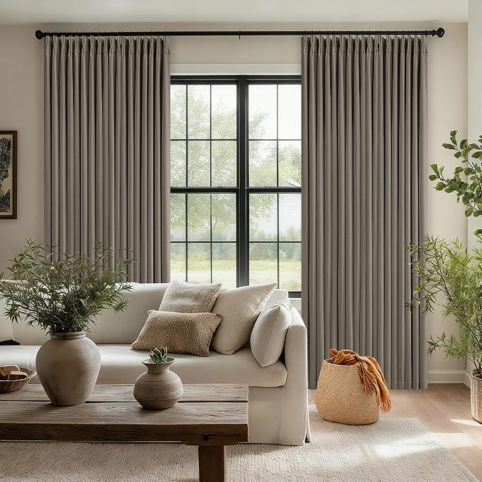 Desert Taupe Pinch Pleated Blackout Curtains 108 Inches Long - Image 9