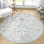 jinchan Kalen Round Rug 5ft Area Rug Washable Vintage Indoor Retro Accent - Image 5