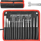 16 Pcs Punch and Chisel Set, Including Taper Punch, Center Punch, Pin Punch by Unknown