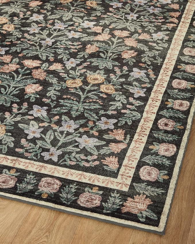 Loloi Rifle Paper Co. Eden Collection EDE-02 Mughal Garden Black 2'-6" x 7'-6" - Image 7