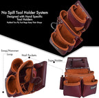 Heavy Duty 19 Pocket Leather Tool Belt Multipurpose Pockets Work Organizer - Image 5