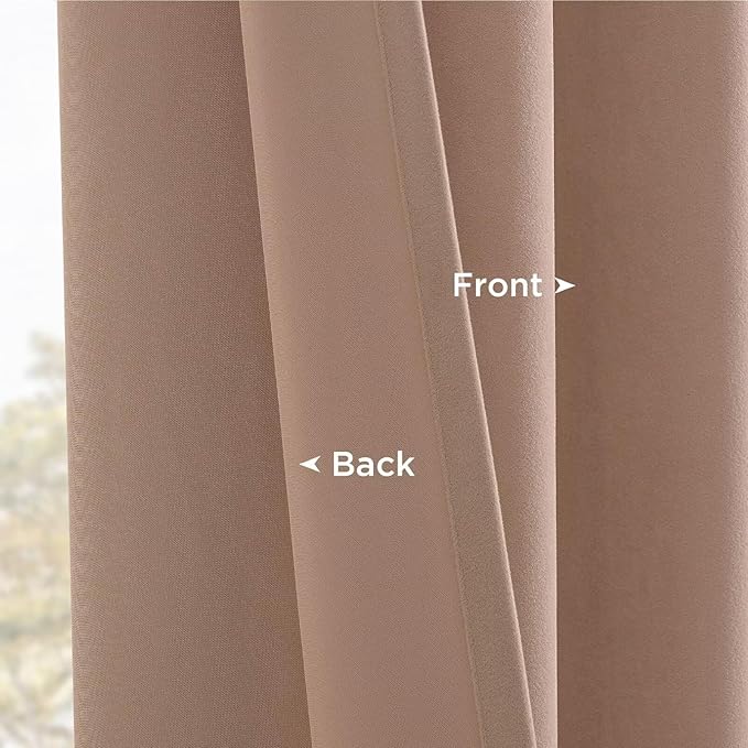 Joydeco Velvet Curtains Rose Beige Blackout Curtains Thermal Insulated 102 - Image 4
