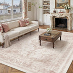 Washable Rug 6x9 Area Rug for Living Room Pink Vintage Boho Medallion Large - Image 5