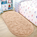 Noahas Fluffy Beige Rugs for Bedroom Living Room, 2.6'X5.3' Oval Throw Rug for by ModernHomeDecor