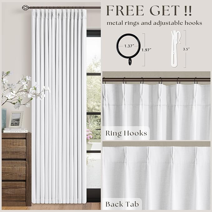 Snow White Pleated Linen Blackout Curtains 84 Inches Long - Image 5