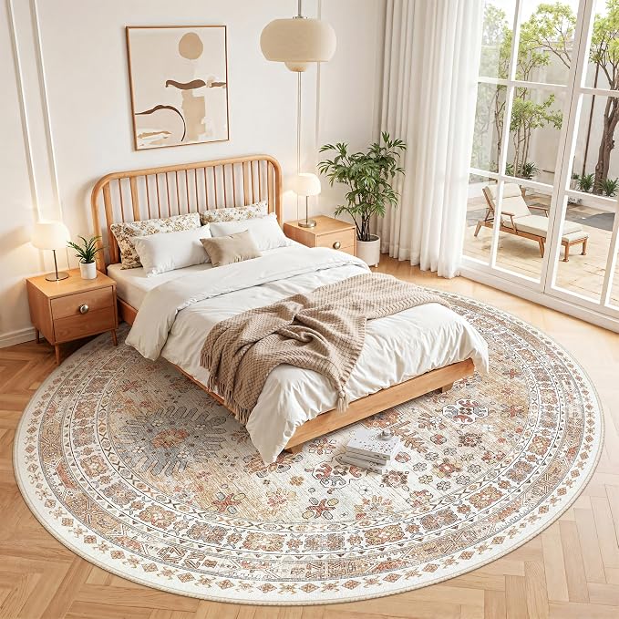 zesthome 8ft Round Rugs for Living Room, Non-Slip Washable Round Area Rugs - Image 8