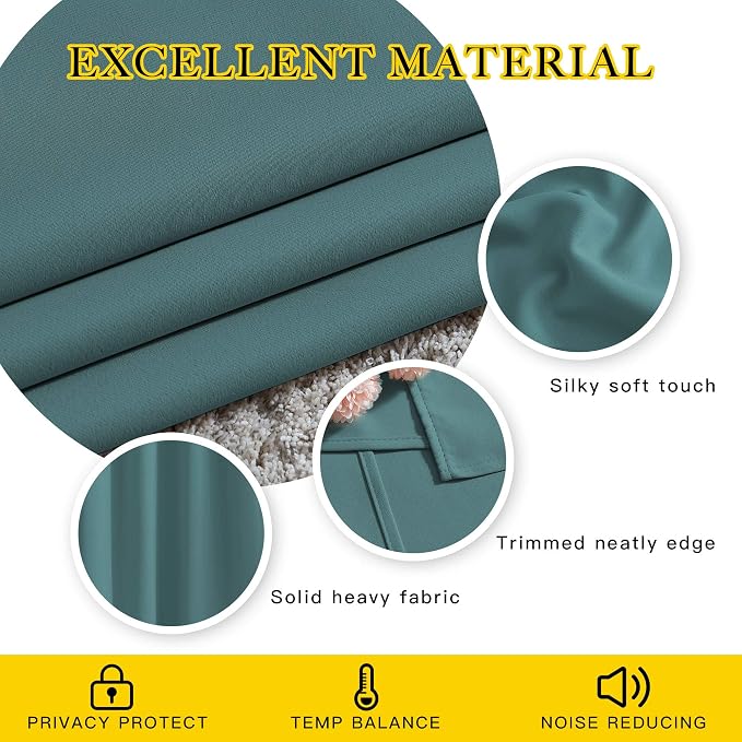 NICETOWN Sea Teal Blackout Curtains 102 inch Length, Grommet Energy Saving - Image 4