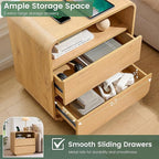 Modern Curved Night Stand, 2 Storage Drawers Side Table, Large End Table - Image 4