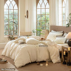 MooMee Wavy Striped Duvet Cover Set 100% Washed Cotton Linen Like Textured - Image 2