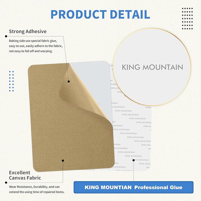 KING MOUNTAIN Canvas Repair Patch 9 x11 Inch 2 Pcs Self-Adhesive Waterproof - Image 3