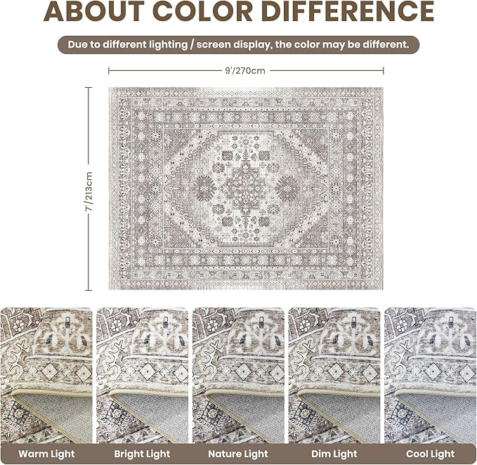 zesthome 7x9 Area Rug, Super Soft Washable Rugs - Image 2