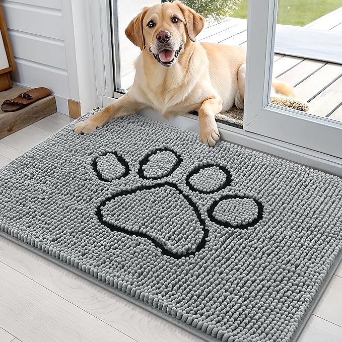 OLANLY Dog Door Mat for Muddy Paws 35x24, Paw Print Design, Absorbs Moisture by OLANLY
