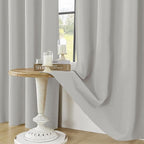 ChrisDowa 100% Blackout Light Grey Solid Curtains 96 Inches Long 2 Panels - Image 5