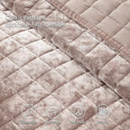 LEAONME Velvet Quilt California King-118''x106'', Lightweight Dusty Pink - Image 4
